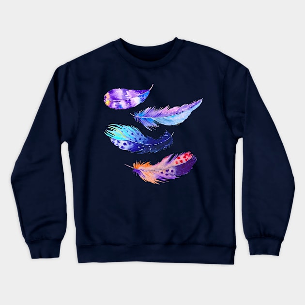 feathers watercolor hand drawn Crewneck Sweatshirt by Mako Design 